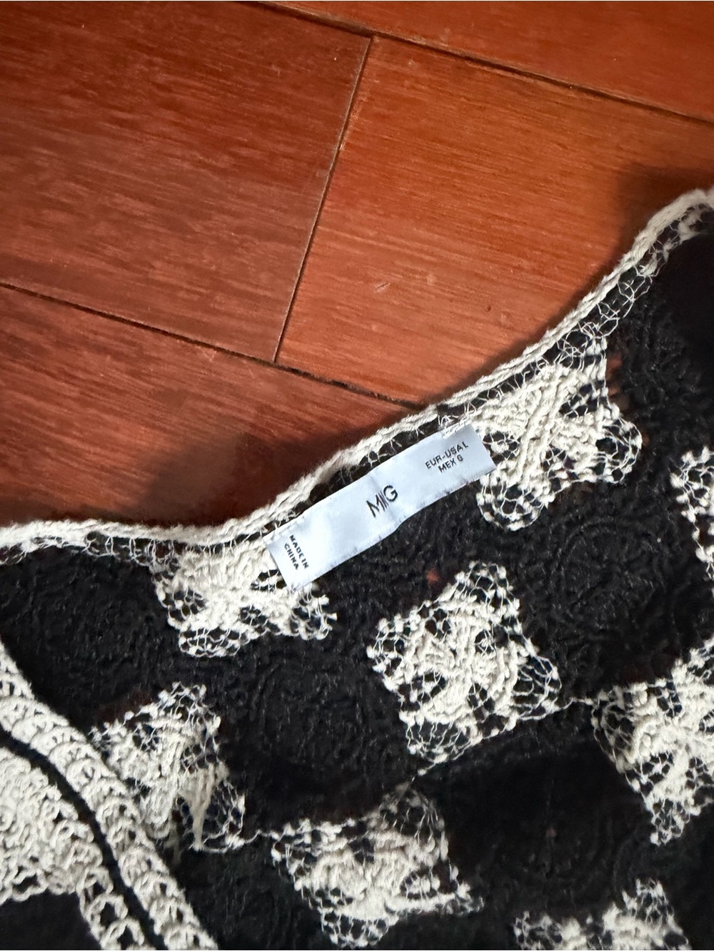Mango Black and White Crochet Checkerboard Two-Piece Set - Picture 2 of 2